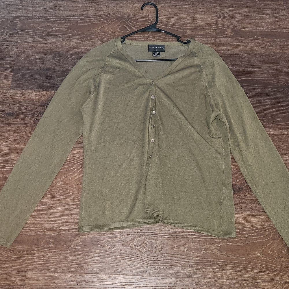 August Silk Women's Olive Green Button-Up Cardigan XL